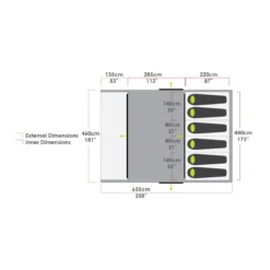 INDOOR SHOW MODEL Zempire Evo TXL V2 6 Person Inflatable Tent 2022 ZE-0197001-002 -Camping Haven Shop evo txl v2 0197001 002 web simplified floorplan ss22 1 1