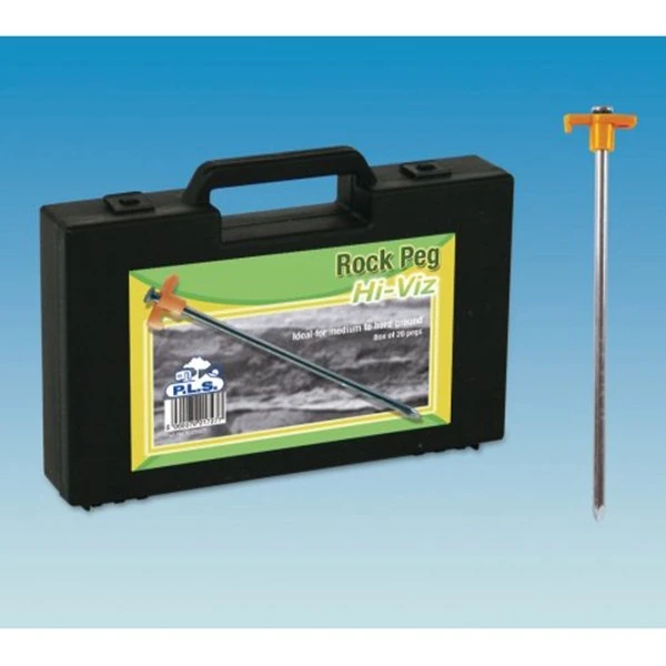 PLS Rock Peg With Hi-Viz Plastic Hook Box Set (20) 3 PLS Rock Peg With Hi-Viz Plastic Hook Box Set (20)